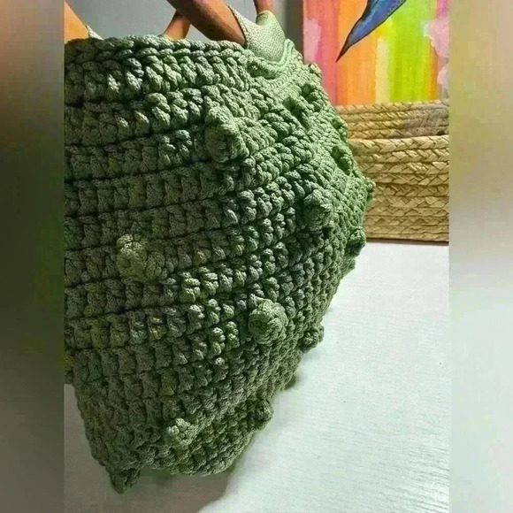 NEW! Handmade crochet bag with wood handle - Picture 2 of 7